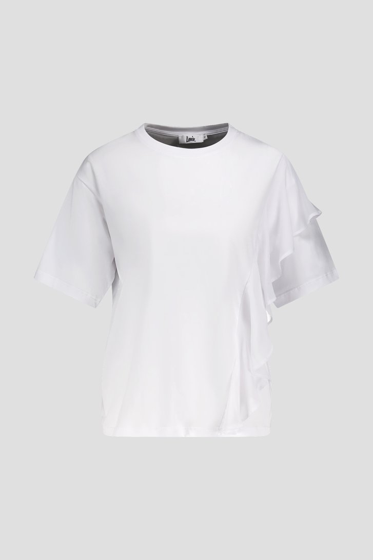 T-shirt blanc à volants et manches courtes de Louise pour Femmes