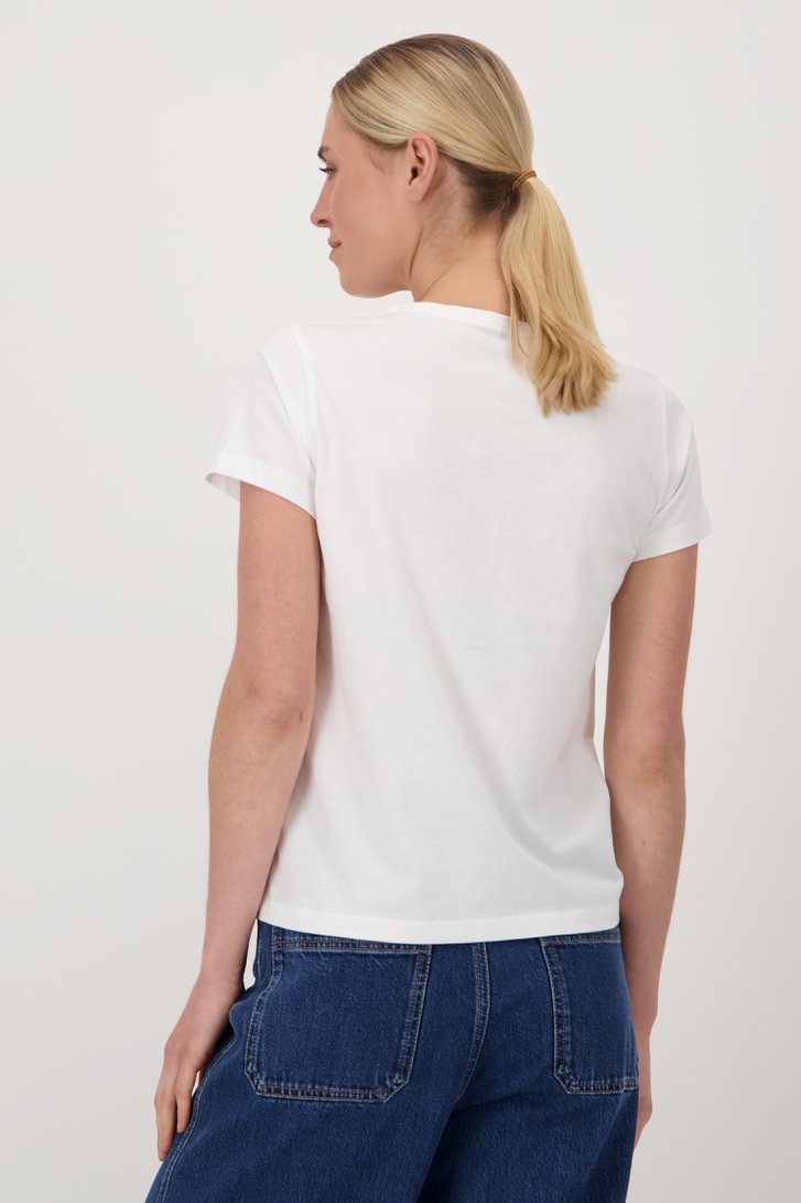 T-shirt blanc avec col rond de Liberty Island pour Femmes