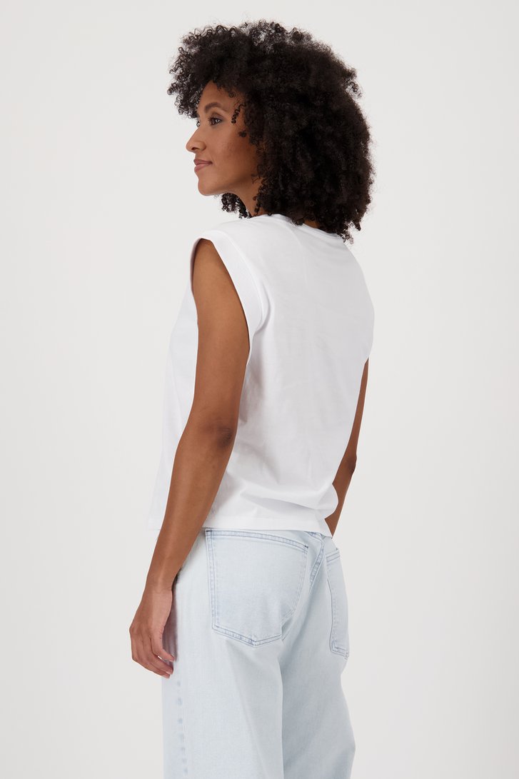 T-shirt blanc avec encolure en V de Louise pour Femmes