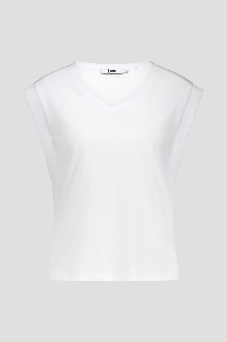 T-shirt blanc avec encolure en V de Louise pour Femmes
