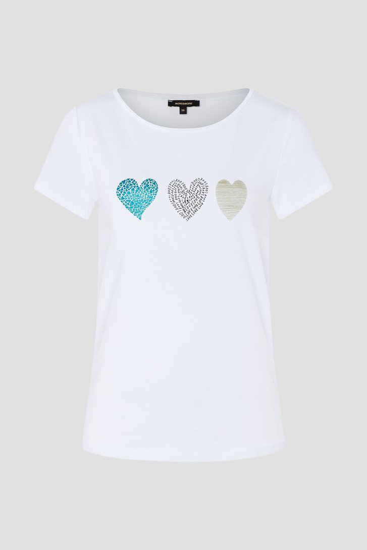 T-shirt blanc avec imprimé cœur de More & More pour Femmes
