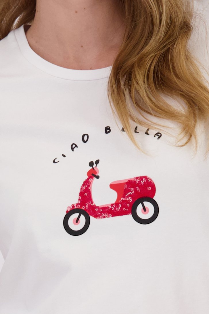 T-shirt blanc avec imprimé de More & More pour Femmes