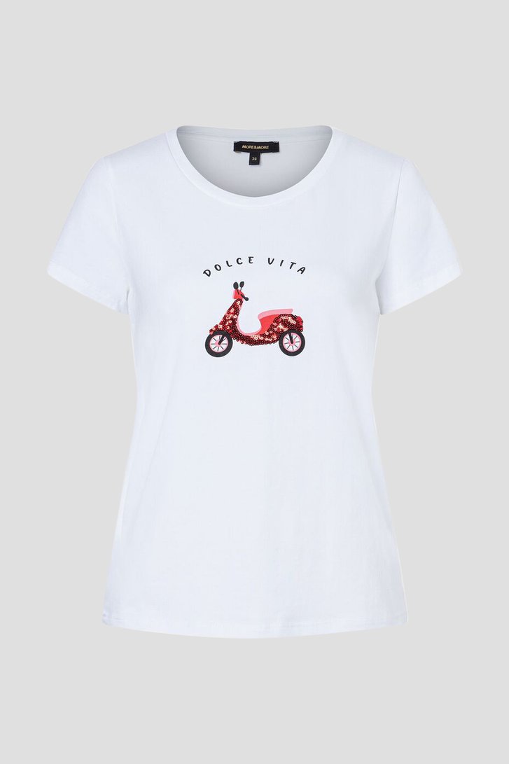 T-shirt blanc avec imprimé de More & More pour Femmes