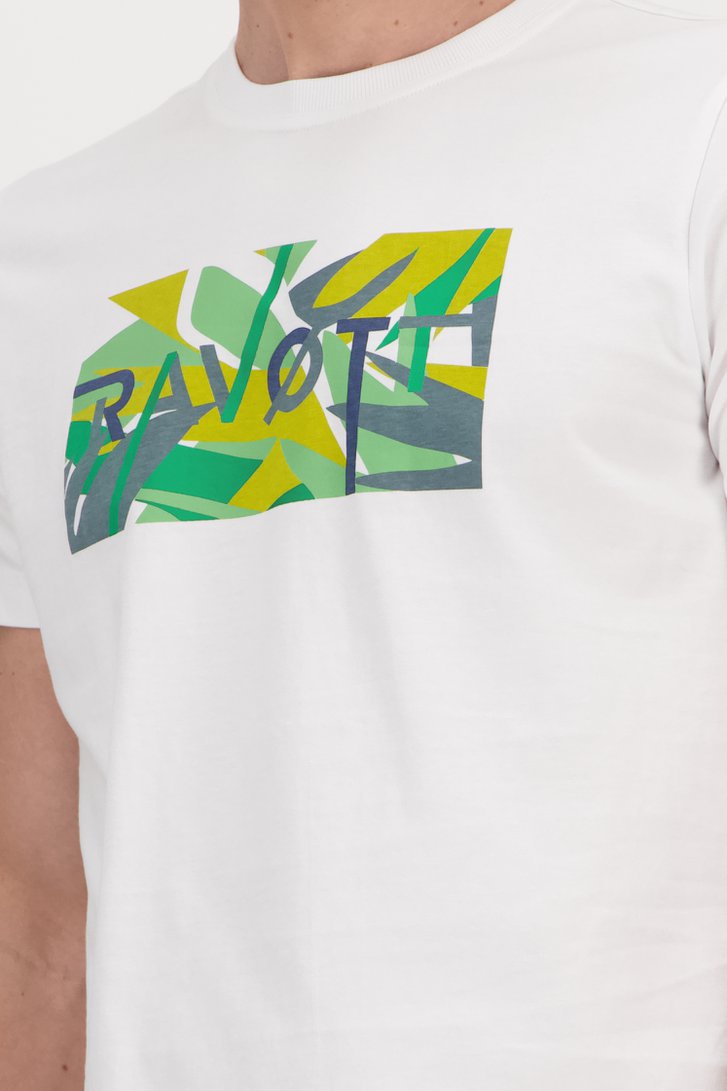 T-shirt blanc avec imprimé  de Ravøtt pour Hommes
