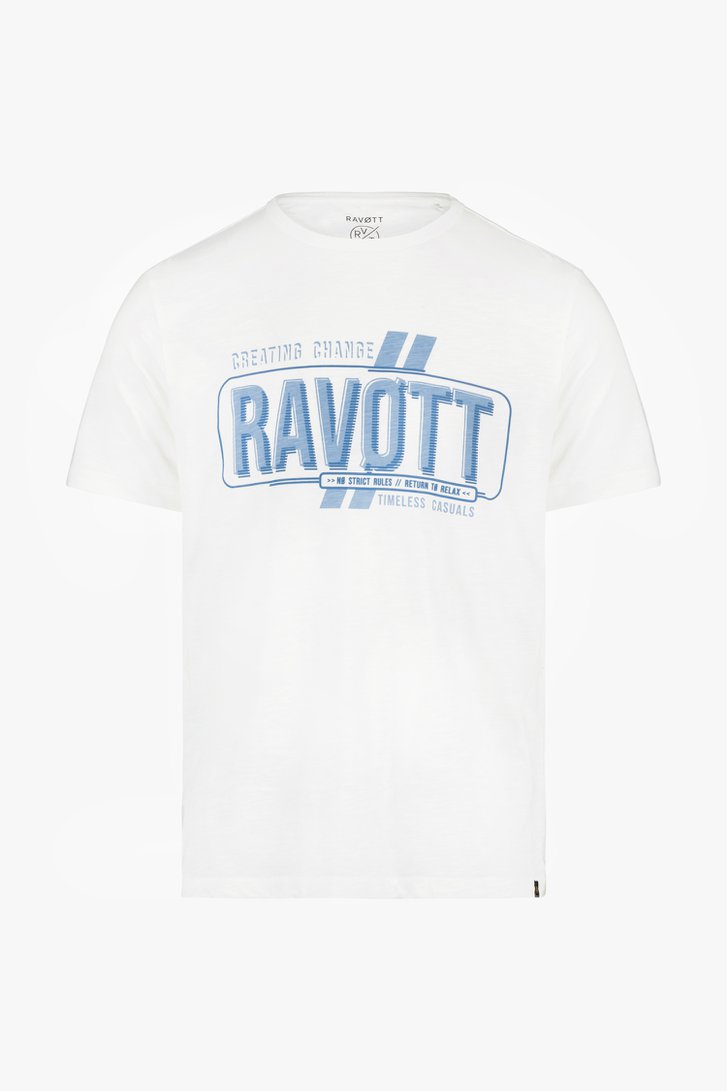 T-shirt blanc avec imprimé de Ravøtt pour Hommes