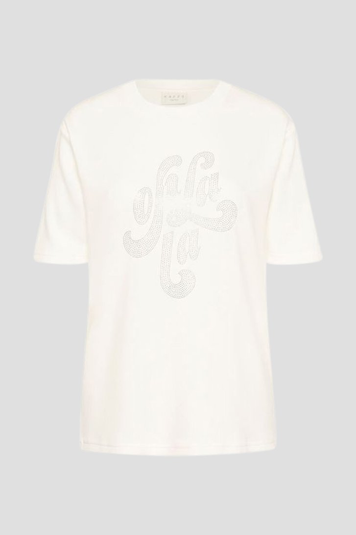 Photo produit 1 de T-shirt blanc avec strass de Kaffe Curve pour Femmes