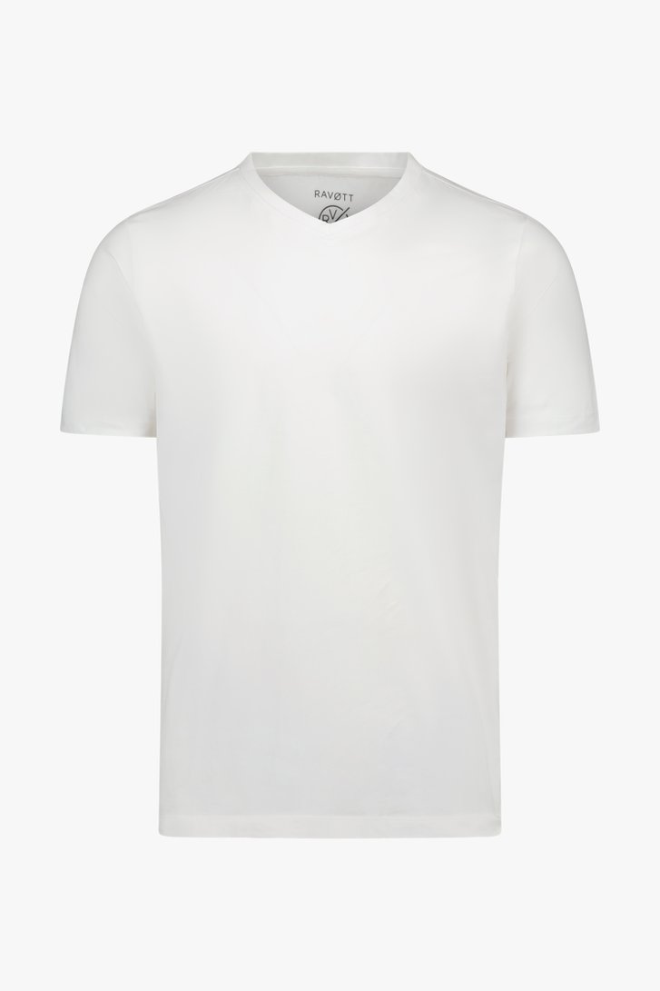 T-shirt blanc basique à col en V de Ravøtt pour Hommes