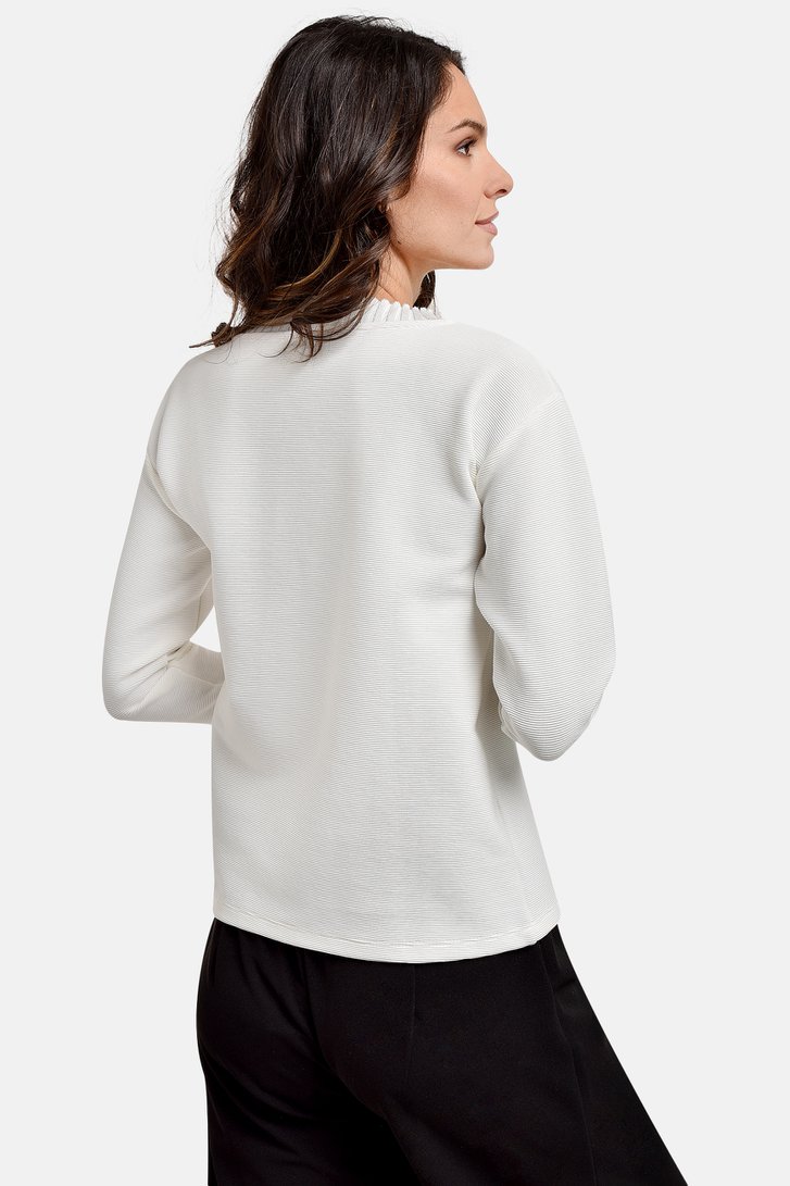 T-shirt blanc en tissu à fines côtes de Bicalla pour Femmes