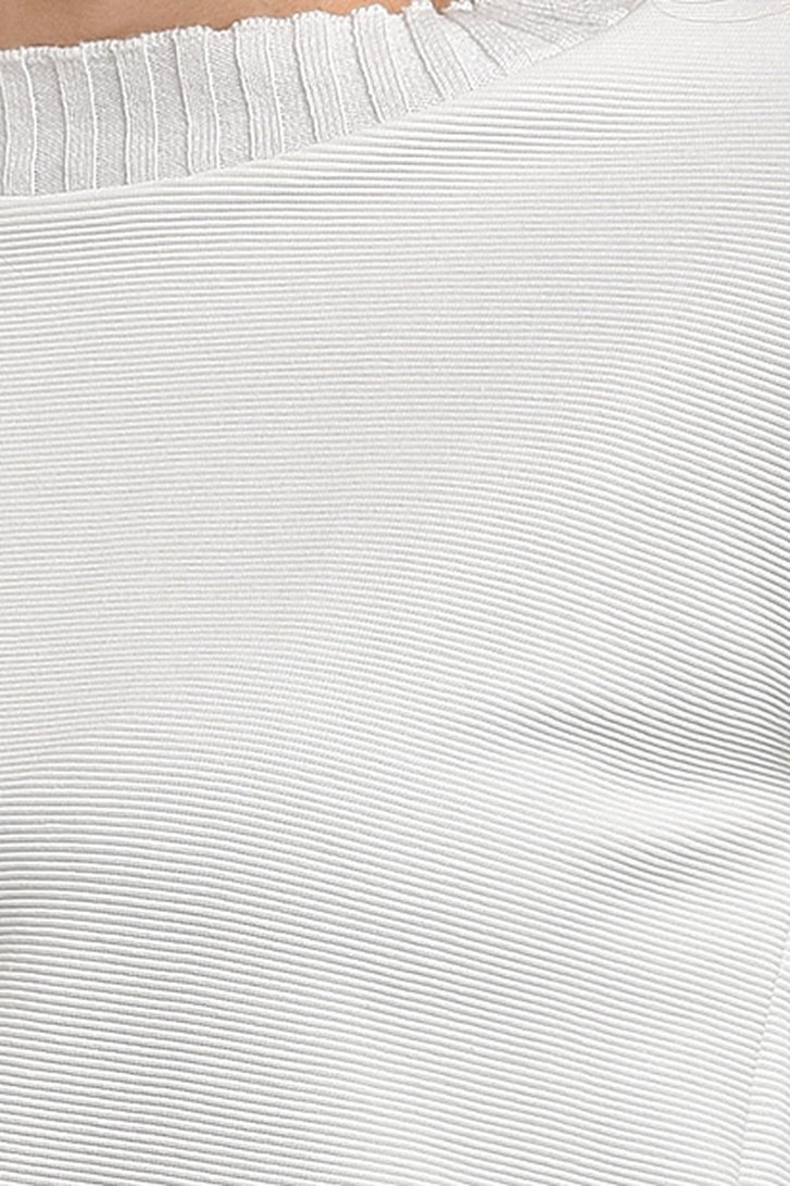 T-shirt blanc en tissu à fines côtes de Bicalla pour Femmes