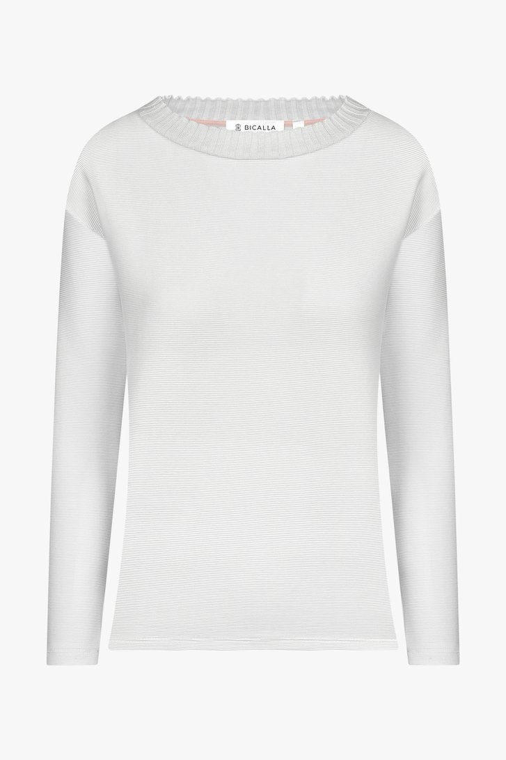 T-shirt blanc en tissu à fines côtes de Bicalla pour Femmes