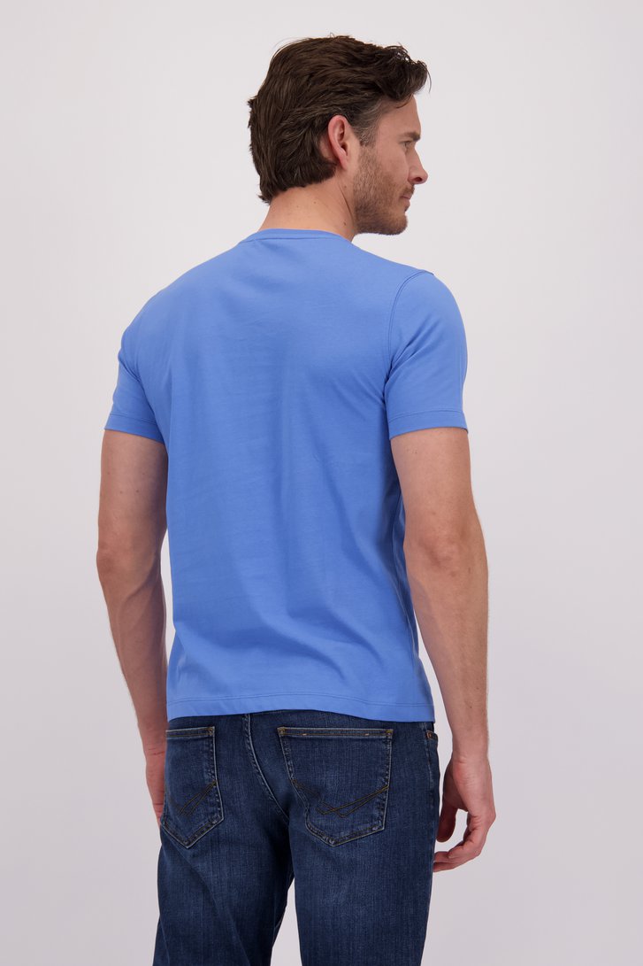 T-shirt bleu à col en V de Liberty Island pour Hommes