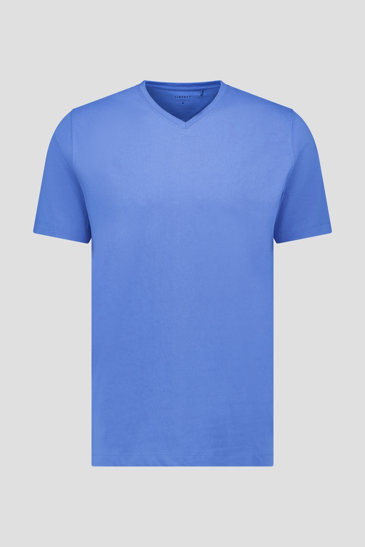 T-shirt bleu à col en V de Liberty Island pour Hommes