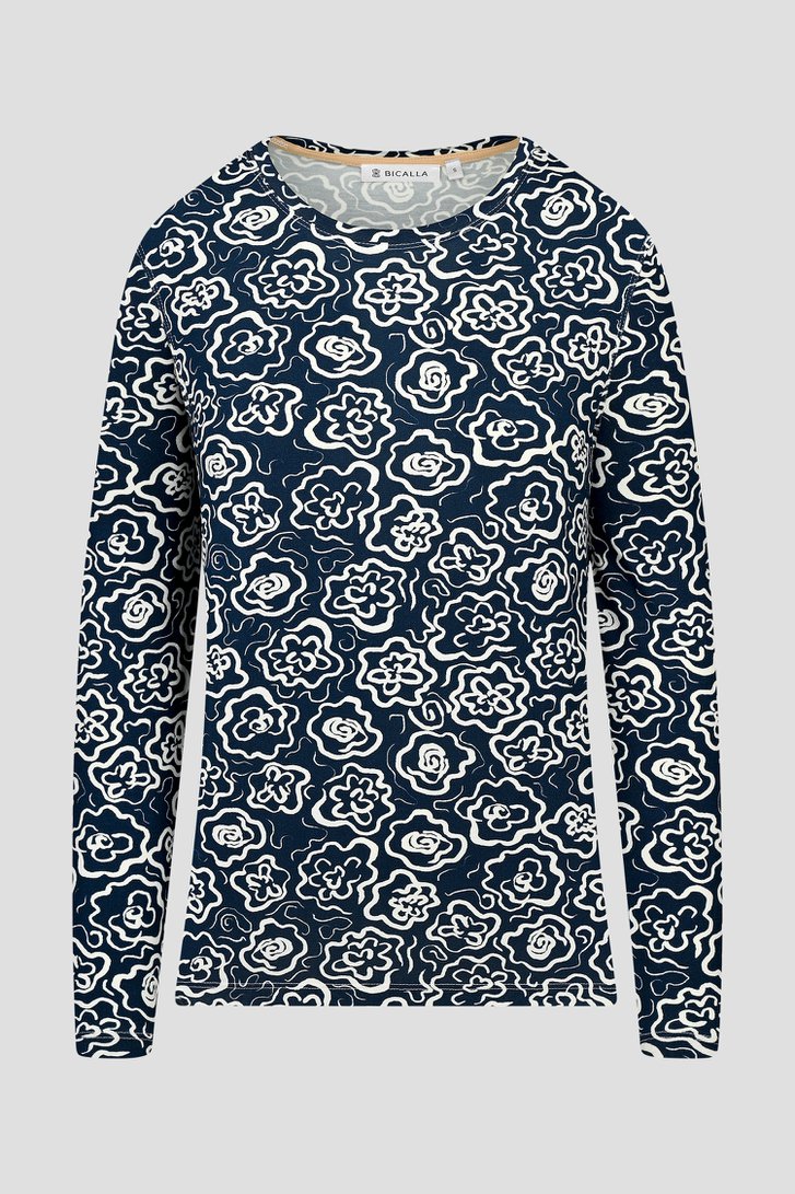Photo produit 1 de T-shirt bleu à imprimé floral de Bicalla pour Femmes