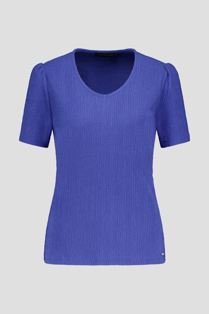 T-shirt bleu à texture gaufrée de Claude Arielle pour Femmes