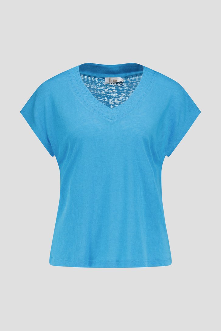 T-shirt bleu avec col en V de Liberty Loving nature pour Femmes