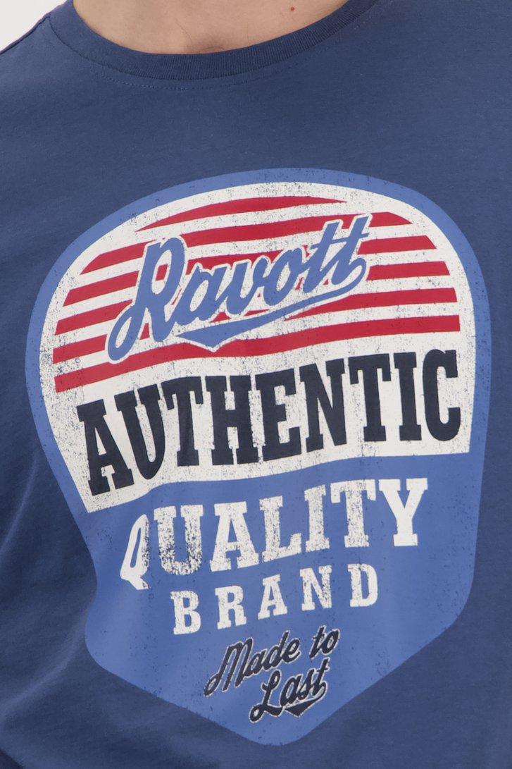 T-shirt bleu avec logo imprimé de Ravøtt pour Hommes