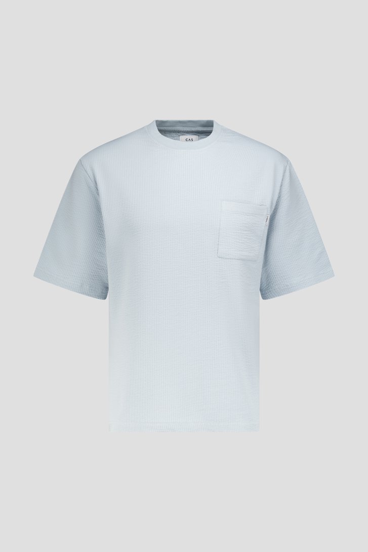 T-shirt bleu clair à structure gaufrée de Casual Five pour Hommes