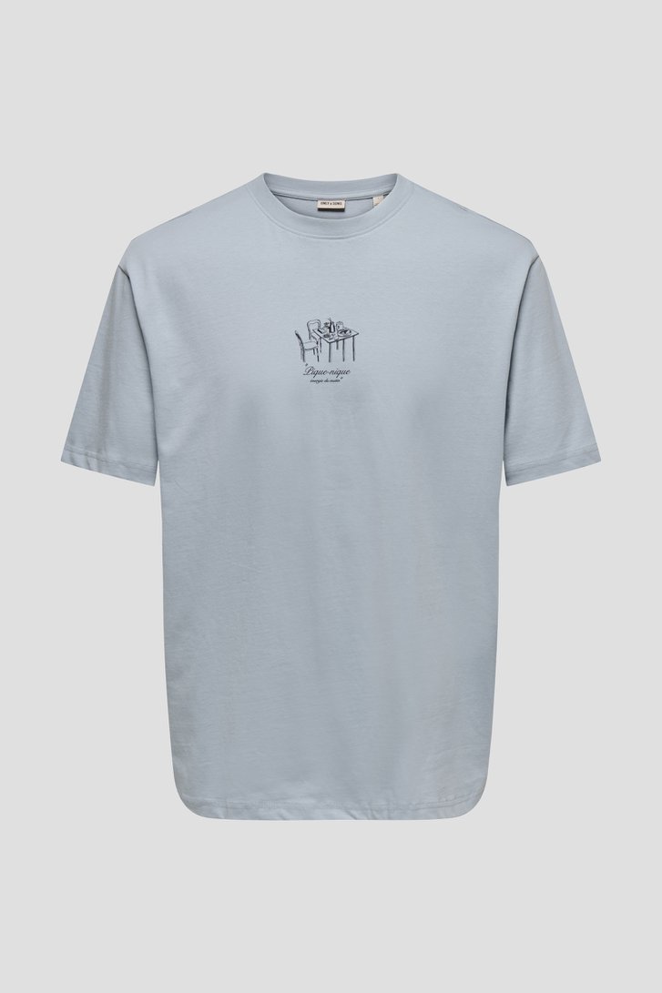 Photo produit 1 de T-shirt bleu clair avec backprint de Only & Sons pour Hommes