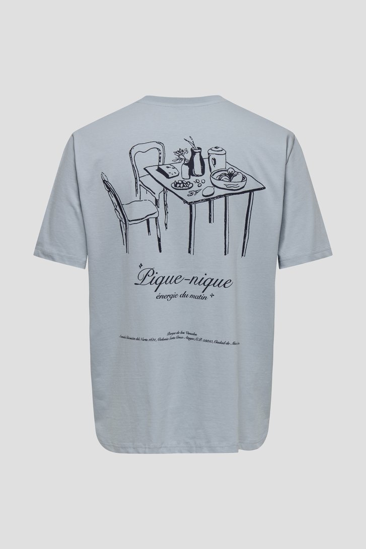 Photo produit 2 de T-shirt bleu clair avec backprint de Only & Sons pour Hommes