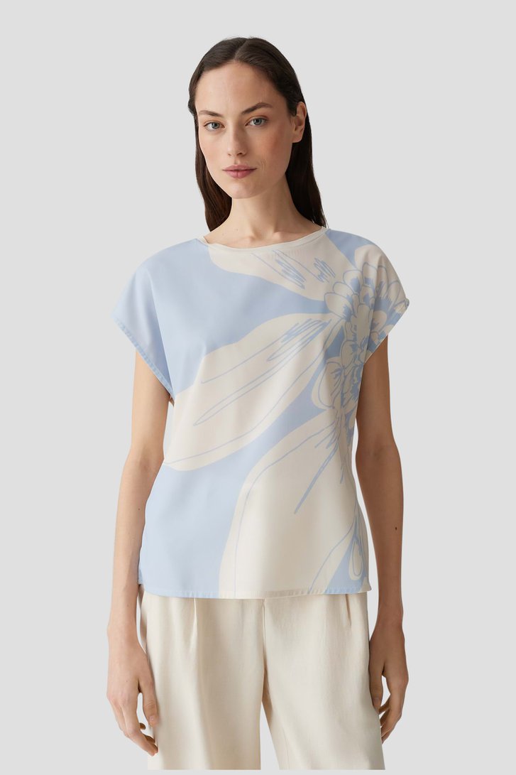 T-shirt bleu clair avec imprimé écru de Opus pour Femmes