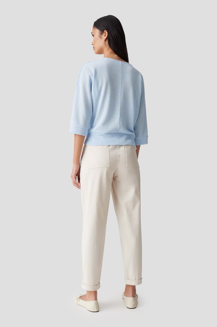 T-shirt bleu en maille avec manches chauve-souris de Opus pour Femmes