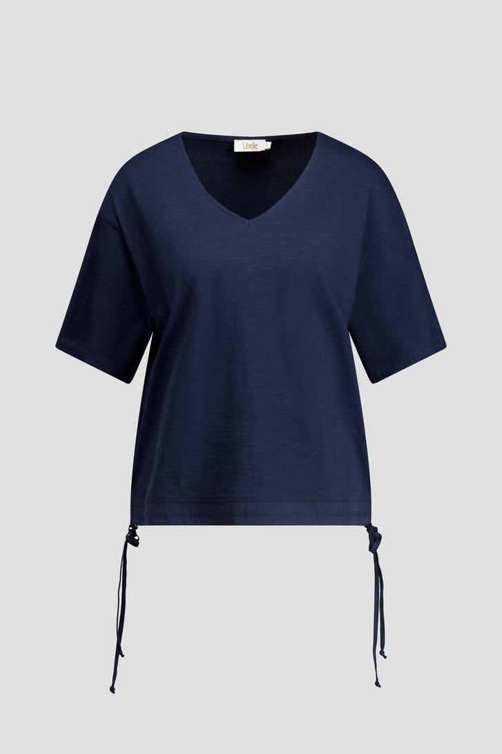 Photo produit 1 de T-shirt bleu foncé à col en V de Libelle pour Femmes