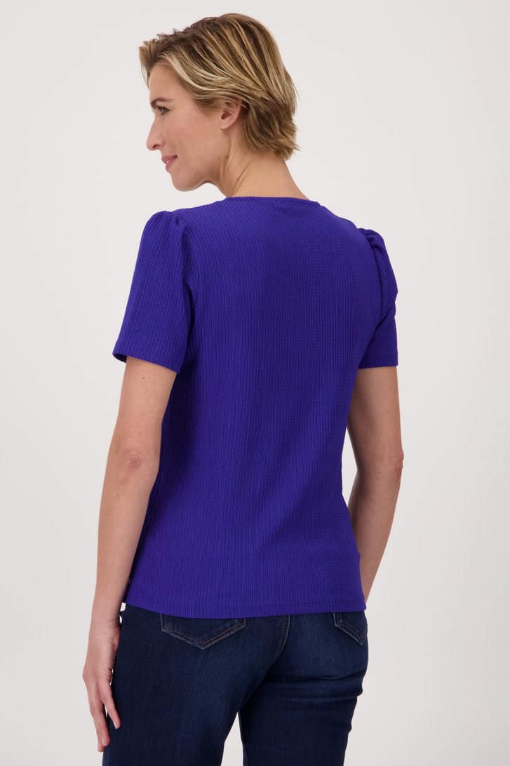 T-shirt bleu foncé à texture gaufrée de Claude Arielle pour Femmes