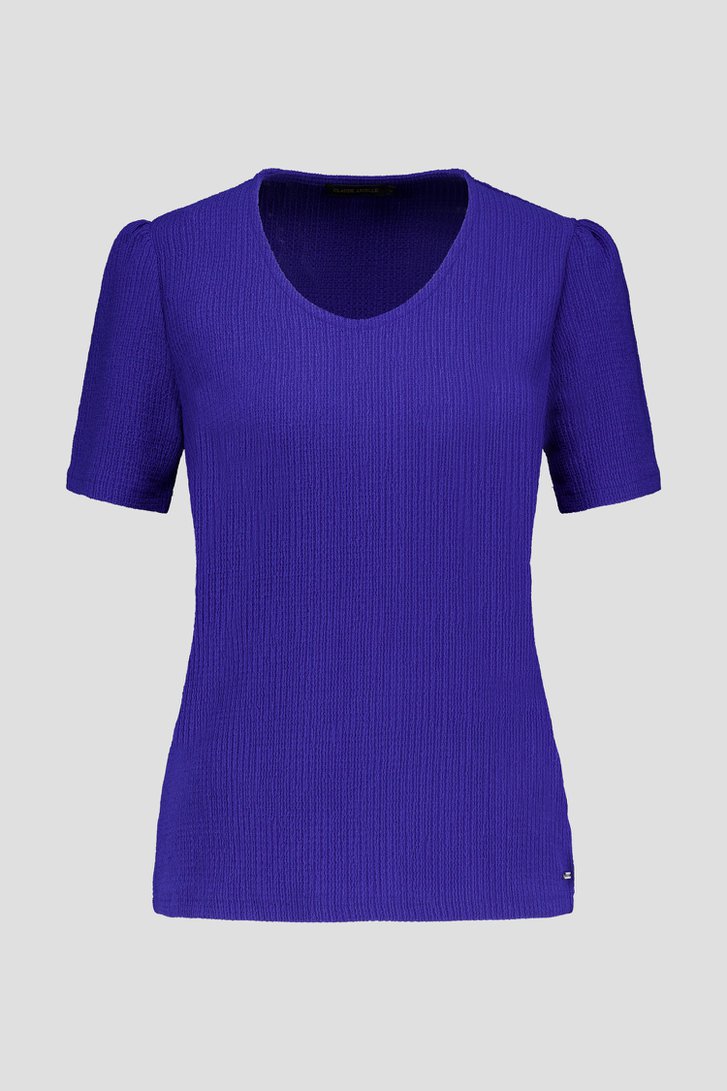 T-shirt bleu foncé à texture gaufrée de Claude Arielle pour Femmes