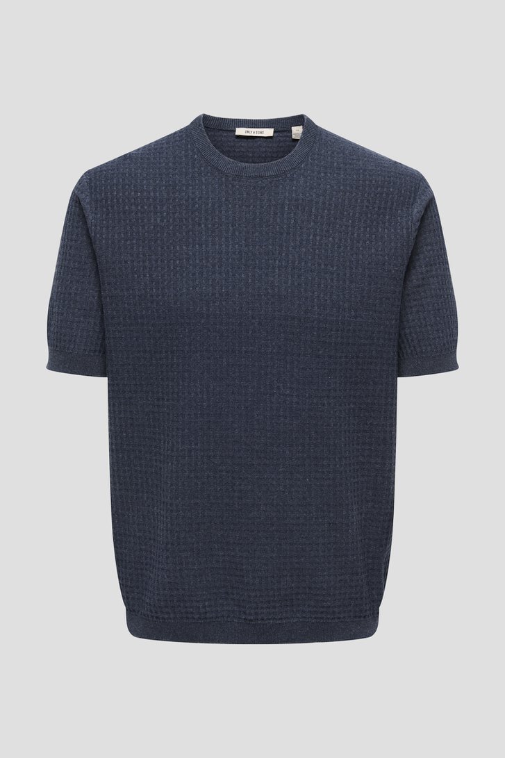 Photo produit 1 de T-shirt bleu foncé en tissu structuré de Only & Sons pour Hommes