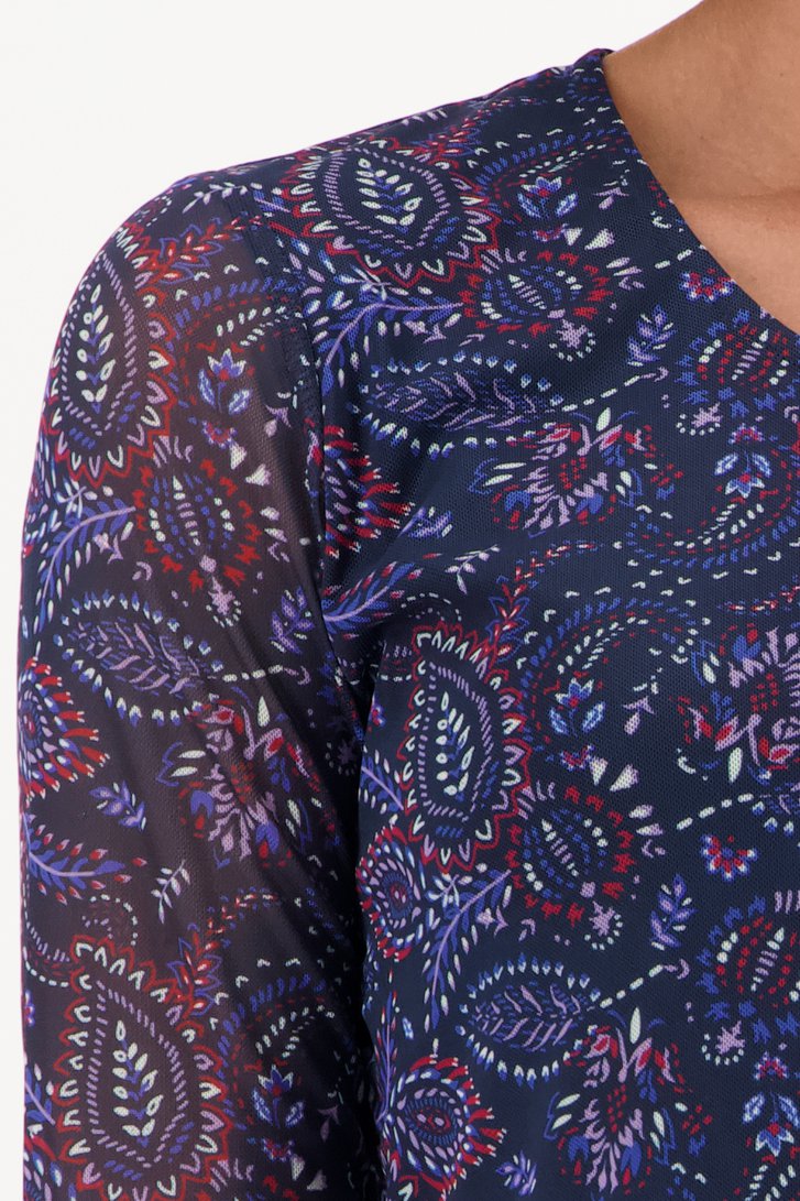 T-shirt bleu marine à imprimé paisley de Claude Arielle pour Femmes