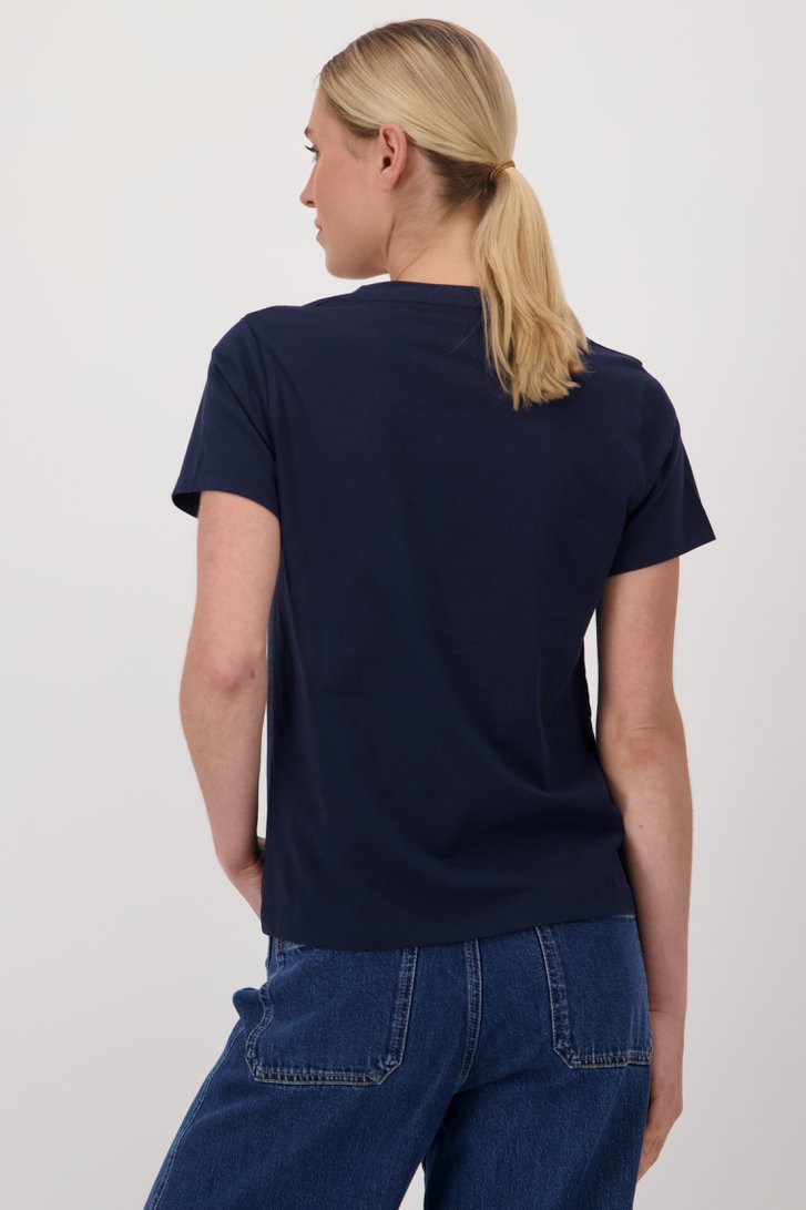 T-shirt bleu marine avec col en V de Liberty Island pour Femmes