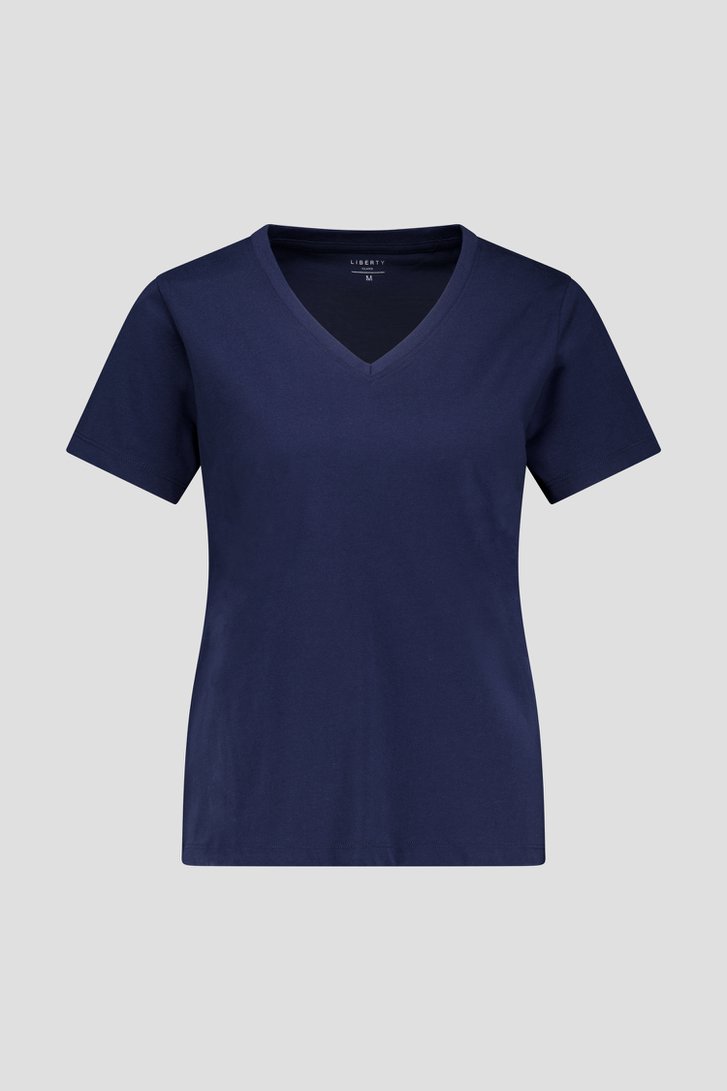 T-shirt bleu marine avec col en V de Liberty Island pour Femmes