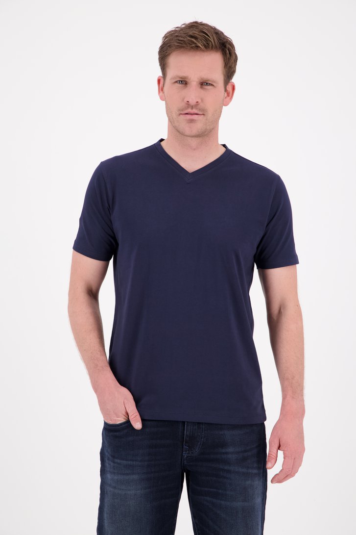 T-shirt bleu marine basic à encolure en V