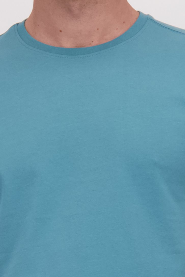 T-shirt bleu-vert à col rond de Liberty Island pour Hommes