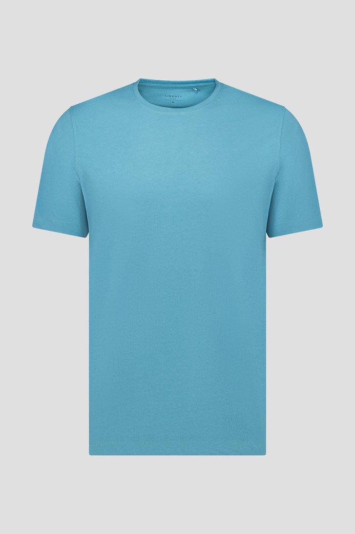 T-shirt bleu-vert à col rond de Liberty Island pour Hommes