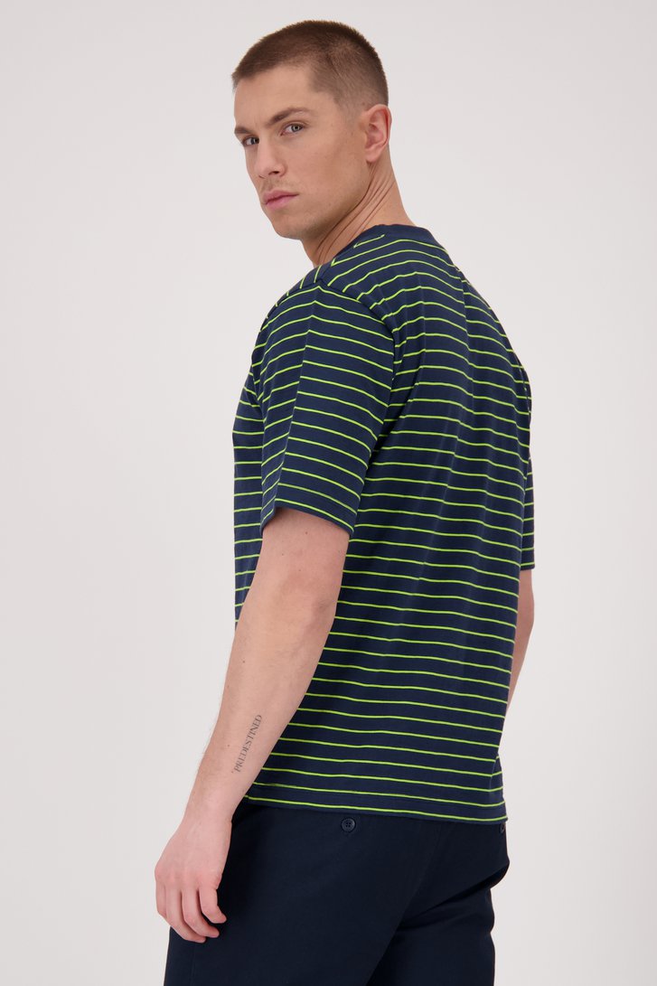 T-shirt bleu-vert à rayures de Casual Five pour Hommes