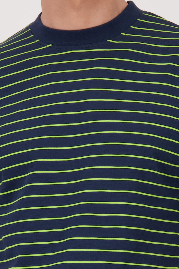 T-shirt bleu-vert à rayures de Casual Five pour Hommes