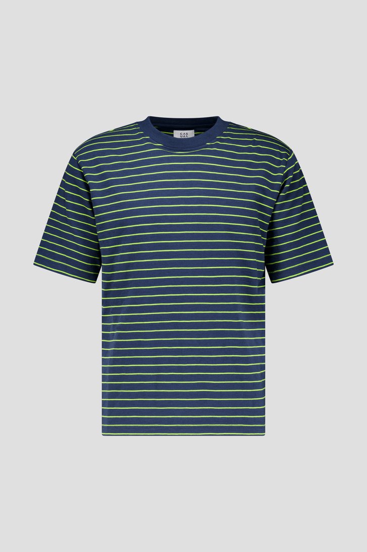 T-shirt bleu-vert à rayures de Casual Five pour Hommes