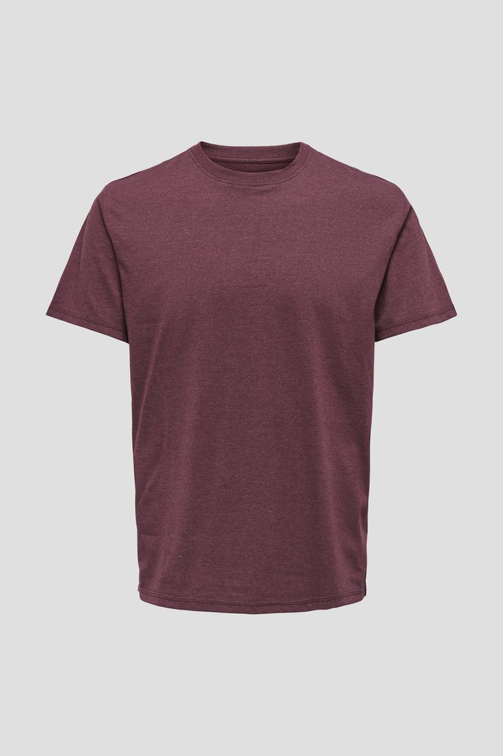 Photo produit 1 de T-shirt bordeaux à col rond de Only & Sons pour Hommes
