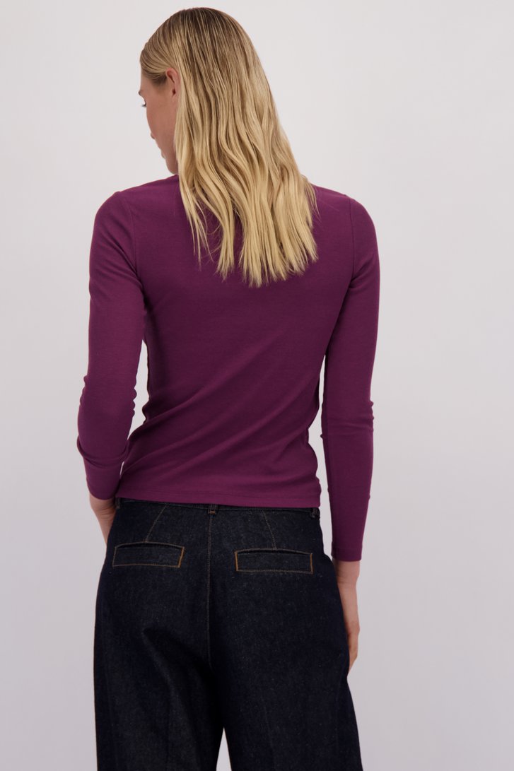 Le dos de T-shirt bordeaux à manches longues de Liberty Island pour Femmes