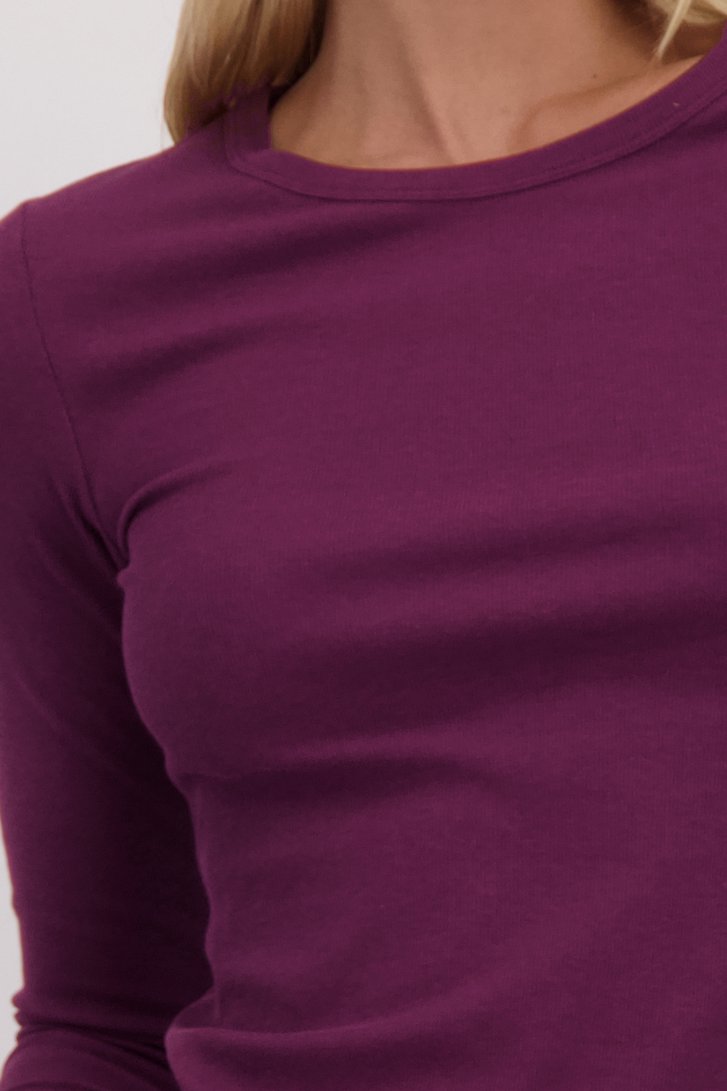 Détail de T-shirt bordeaux à manches longues de Liberty Island pour Femmes