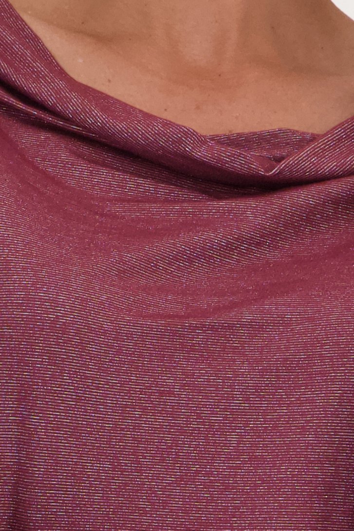 Détail de T-shirt bordeaux scintillant de Claude Arielle pour Femmes