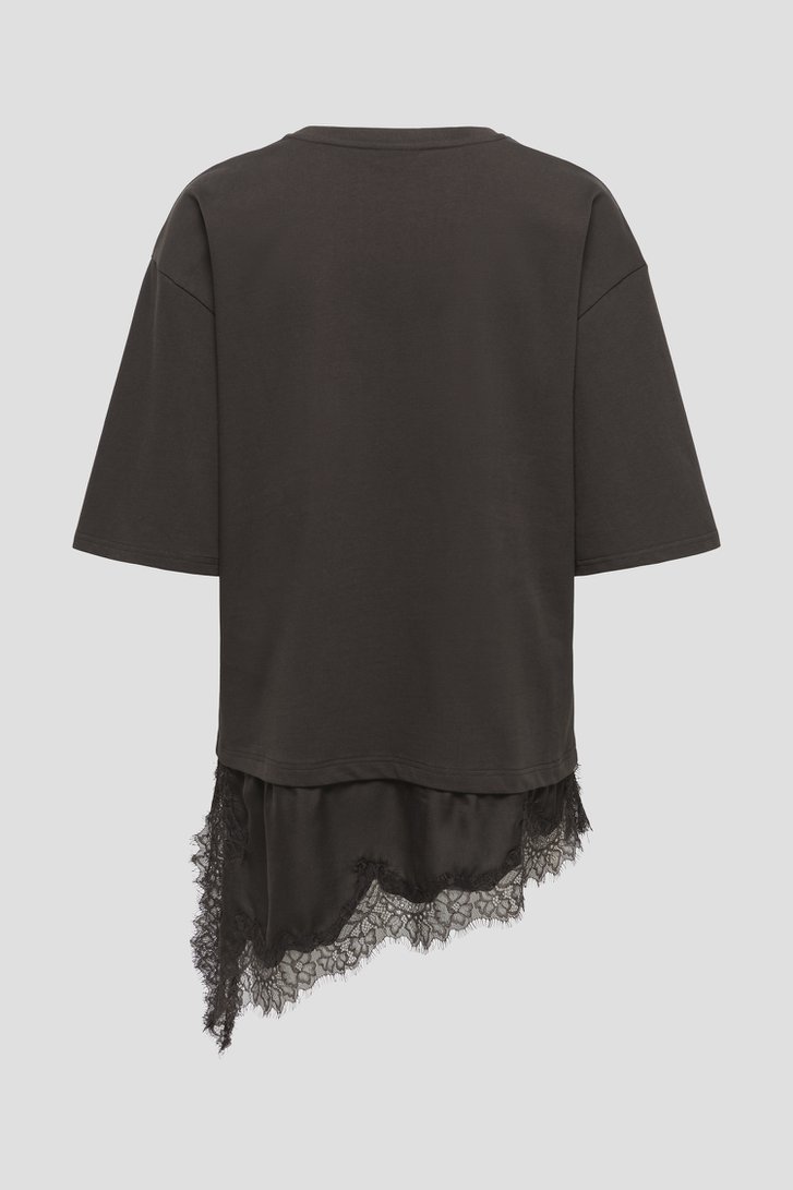 Photo produit 2 de T-shirt brun avec détail en dentelle asymétrique de JDY pour Femmes