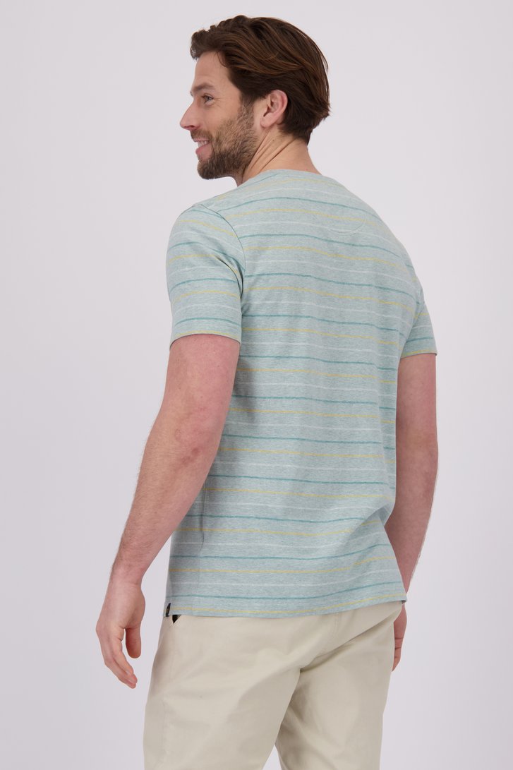 T-shirt chiné bleu clair à motif rayé de Ravøtt pour Hommes