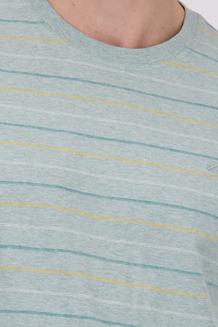 T-shirt chiné bleu clair à motif rayé de Ravøtt pour Hommes