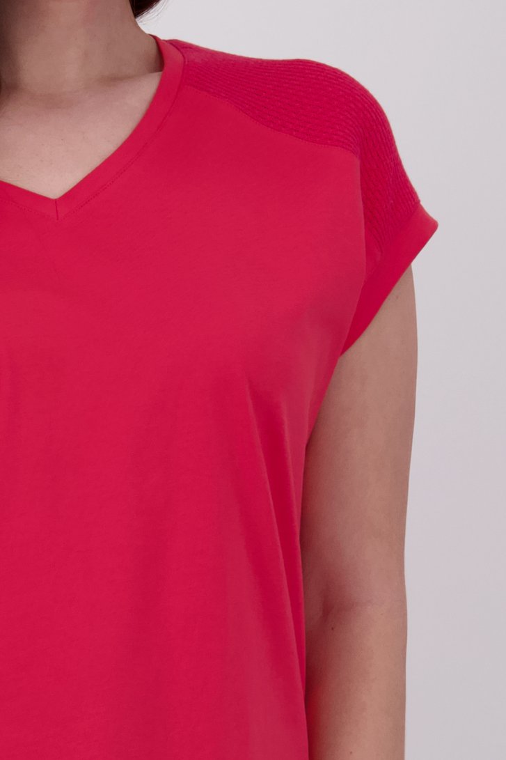 T-shirt corail avec détail tricoté sur l'épaule de Libelle pour Femmes