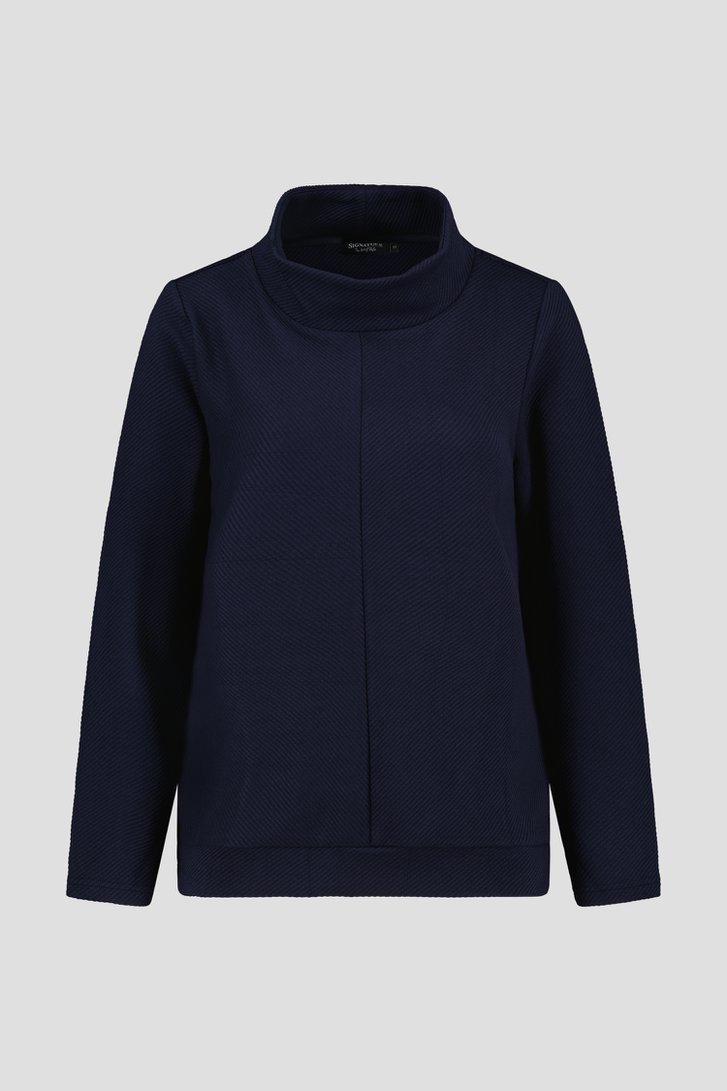 T-shirt côtelé bleu foncé	 de Signature pour Femmes