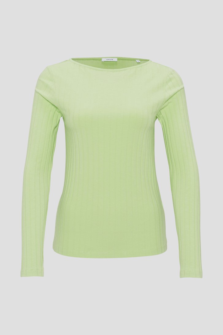 T-shirt côtelé vert clair de Opus pour Femmes