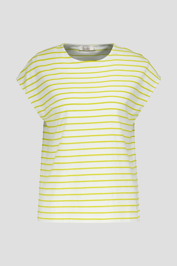 T-shirt écru à motif rayé jaune-vert de Liberty Loving nature pour Femmes