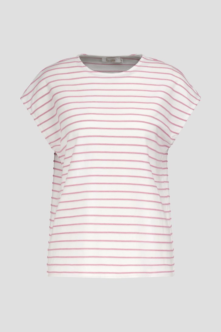 T-shirt écru à motif rayé rose clair de Liberty Loving nature pour Femmes